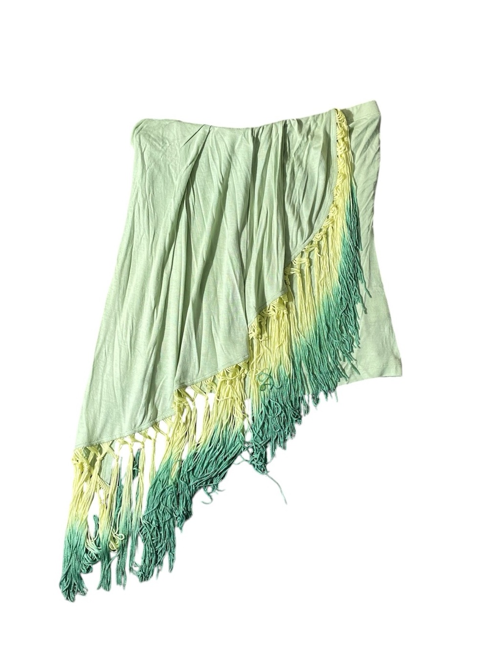 C35- Venus Asymmetrical Fringe top in Mint & Teal